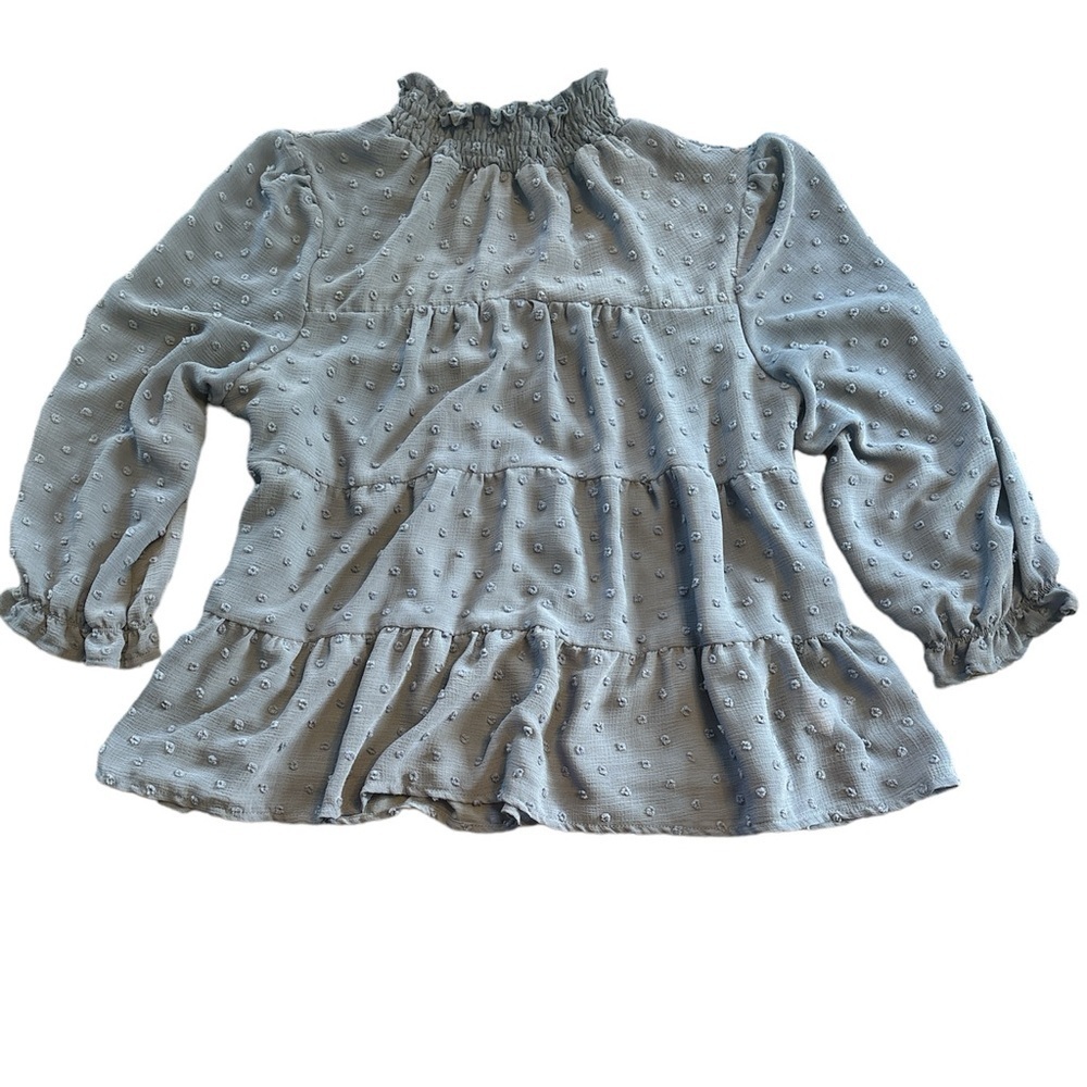 4/ $25 Monteau Blue long Sleeve Blouse Size L